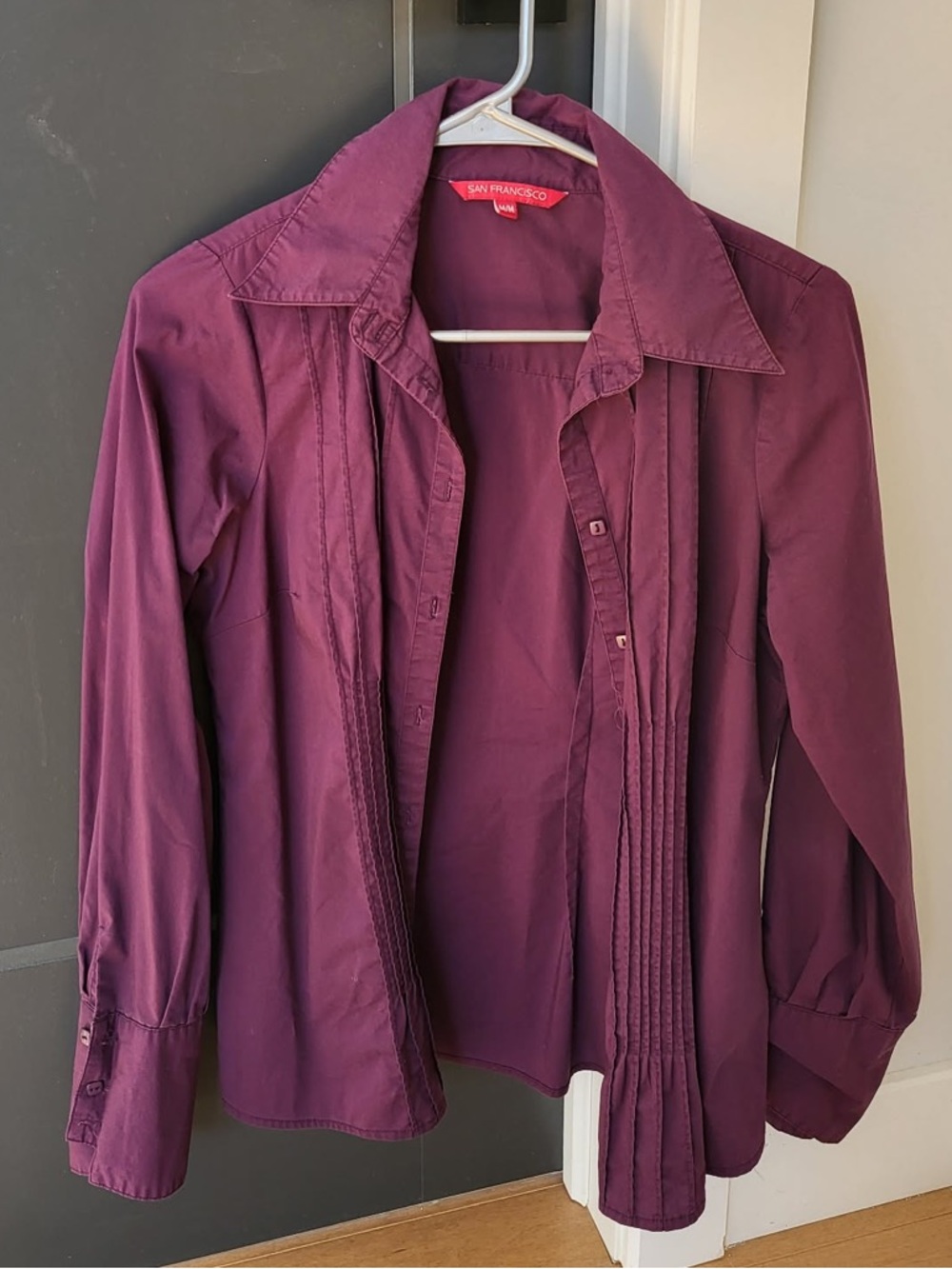 Women’s Button-Front Blouse in Plum